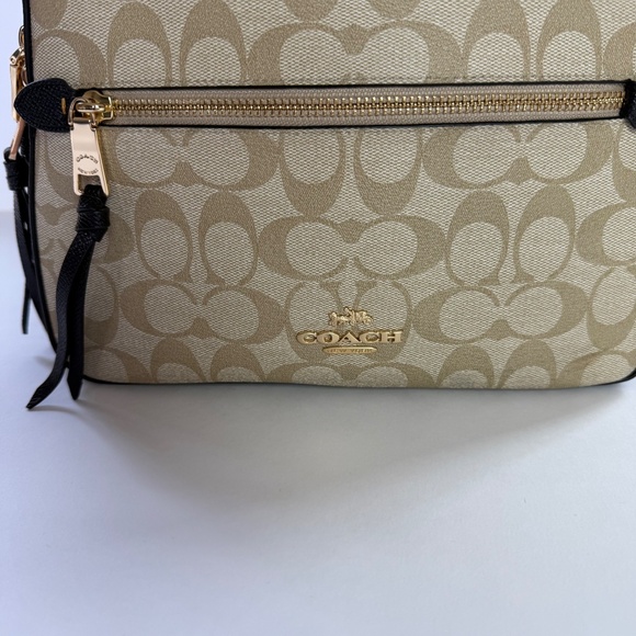 Coach Jordyn Backpack In Blocked Signature Canvas Gold Light Khaki Brown Multi - Picture 4 of 16